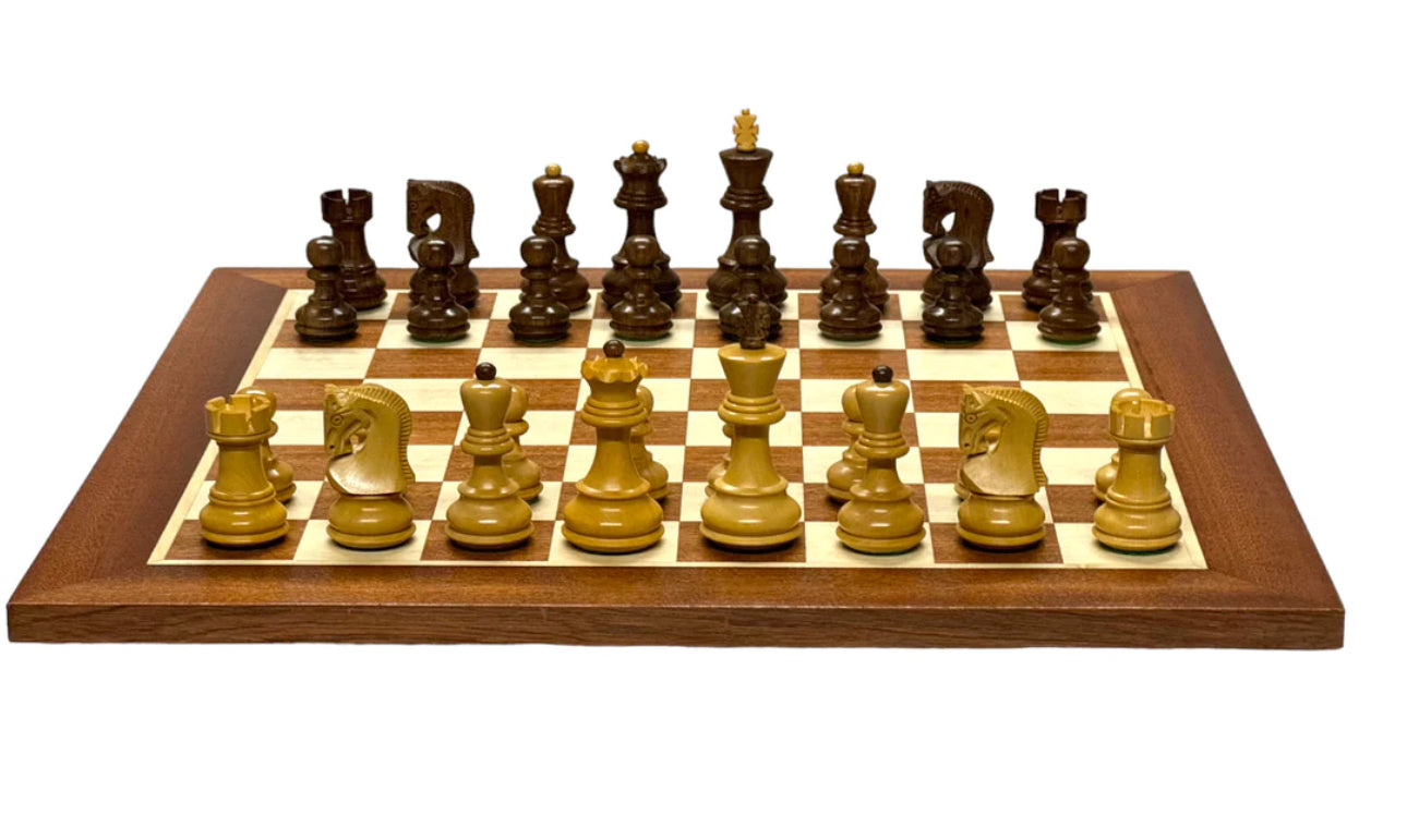 Zagreb Russian Acacia 3" Chess Pieces 15.75" Mahogany Board and Box -  CHESSMAZE STORE UK